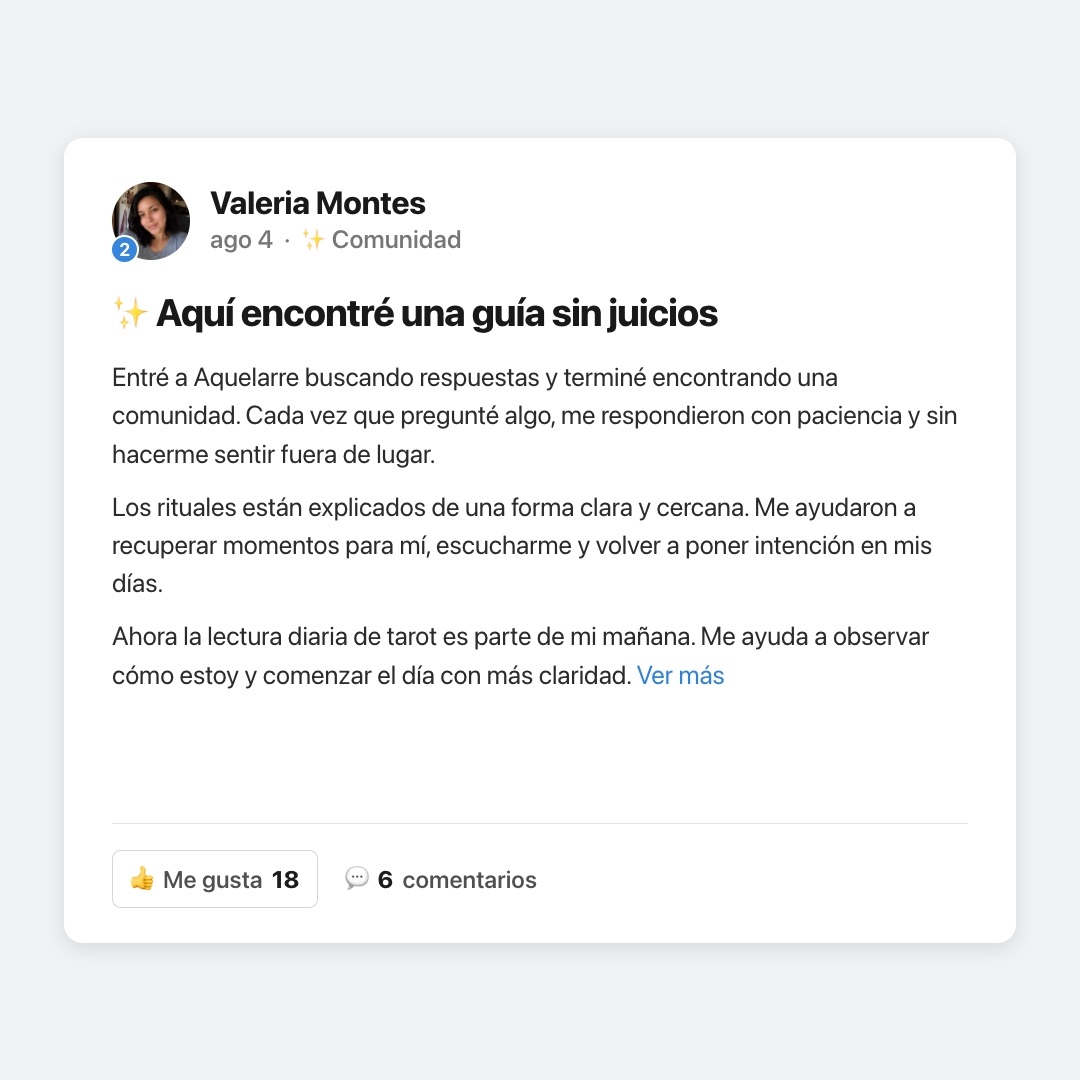 Post real de una miembro dentro de El Círculo